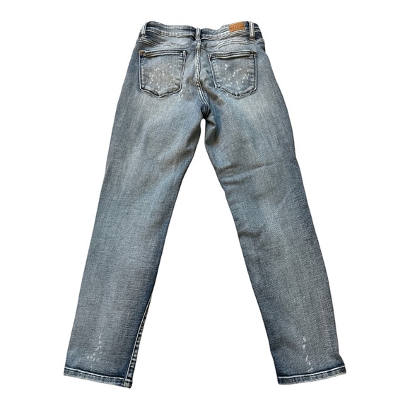 JUDY BLUE BOYFRIEND FIT DISTRESSED RIPPED STRAIGHT LEG BLUE DENIM SIZE 28 - Picture 2 of 6